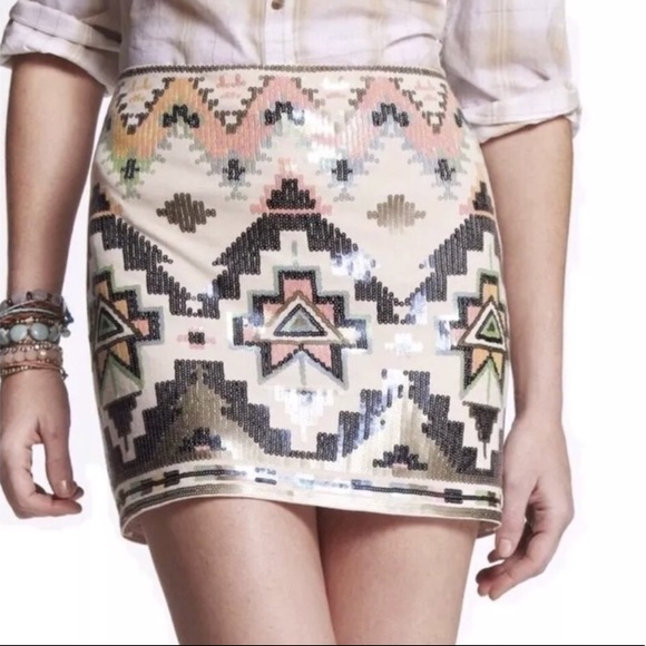 🔮 Aztec Sequin Skirt- Francesca's size Small 🔮 - Picture 8 of 11